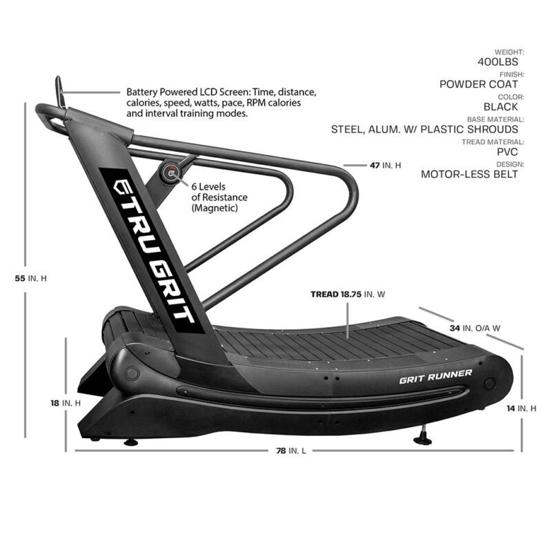 Tru Grit Runner Curved Manual Treadmill - Image 4