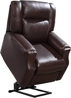 Power Lift Recliner Chair Electric Lift Chair for Elderly Easy to Install Easy to Clean Leather Living Room Chair Sofa (Dark Brown)