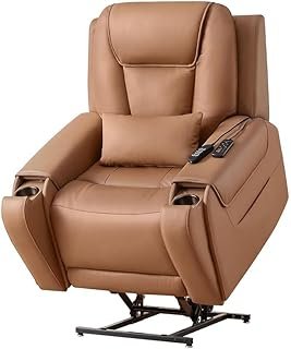 YYDSUS Large Genuine Leather Power Lift Recliner Chair for Elderly Electric Lift Recliner Chairs with Massage and Heated Living Room Home Theater Sofa