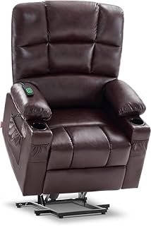 UOPYNE Comfortable Leather Recliner with Electric Power Lift for Elderly, Massage and Heat - Spacious Seat - Gaming Recliner and Home Theater Seating