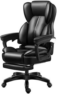 UOPYNE Luxury Boss Business Chairs, Home Office Chair Lift Game Chair, Leather Rotatable Reclining Arm Black Brown Modern Simple Sponge Lift Massage S