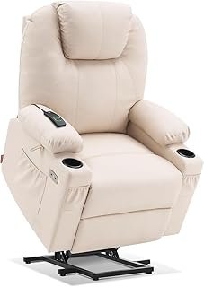 Luxury Power Lift Recliner Chair with Massage and Heat for Big and Tall Adults, Electric Lazy Boy Recliner Sofa for Elderly People, Cup Holders, and U
