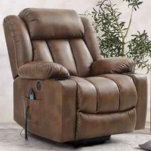 Comfortable Power Lift Recliner Chair with Massage and Heat Functions for Elderly, Breathable Leather Recliner Chair with Multiple Features for People