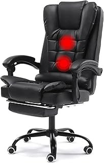 Adjustable Executive Massage Office Chair Reclining High Back Big Tall Leather Ergonomic Swivel Task Chair with Footrest