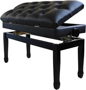 Piano Benches Leather Dressing Chair Musical Instrument Lift Adjustable Cushion Padded Piano Keyboard Benches Living Room Entryway Shoes Stool Black