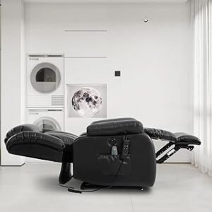 Power Lift Chair Recliner Infinite Position Dual Motor with Massage, Heating, USB Ports, Remote Control, Leather
