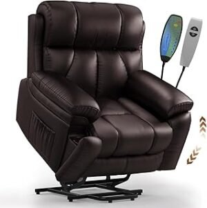 Power Lift Recliner for Seniors,High Density Foam Lift Chair with Heat and Massage, Pockets, 2 Remote Controls, Motors,Lea...