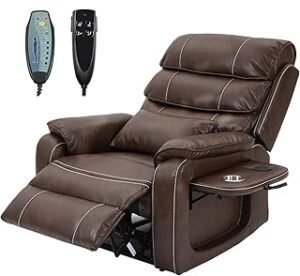 Upgraded Power Lift Recliner Chair for Adults Elderly Lay Flat Dark Brown Leather Recliners with Wireless Charging Device,...