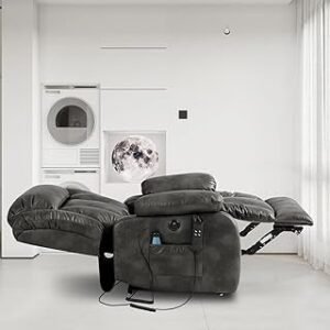 UOPYNE Lay Flat Power Lift Chair with Heat and Massage, Electric Power Recliner Chair for Elderly with Side Pocket, USB Ch...