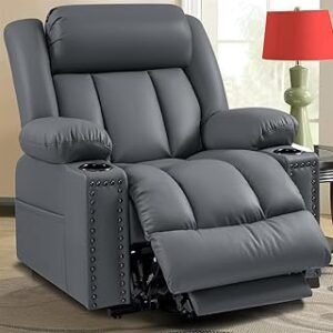 UOPYNE Power Lift Recliner Chair with Massage and Heat, Elderly Standing Assistance Lift Chair with Cup Holders, Breathabl...
