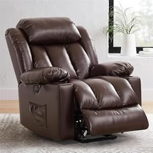 Lazy Boy Recliner Chair With Massage And Heat, Breathable Leather Power Lift Recliner Chair For Elderly With Limited Mobility - Electric Stand Assist,
