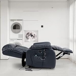 Lay Flat Dual Motor Power Lift Recliner Chair for Elderly | Electric Recliner Chairs with Heat and Massage, USB Ports | Leather Lift Chair for Seniors