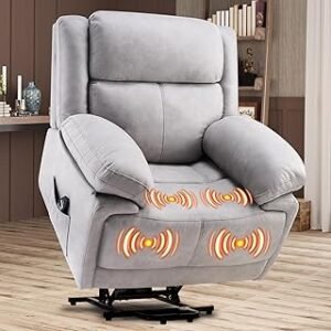 Power Lift Recliner Chair for Elderly, Lay Flat Electric Recliners Sofa for Adults, Lazy Boy Reclining for Living Room Bedroom, Remote Control, Side P