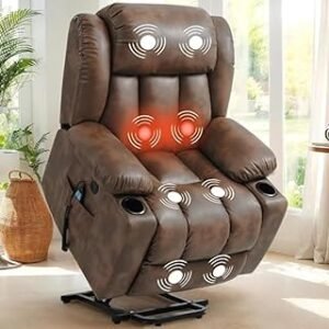 Dual Motor Recliner Chair, Infinite Position Power Lift Recliner Chair for Elderly, Oversized Thick Lay Flat Chair with Massage and Heat, USB Charge P