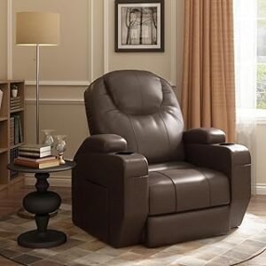 UOPYNE Power Lift Recliner Chair for Elderly with Heat and Massage, Faux Leather Lift Chair 2 Cup Holders Side Pockets Rem...