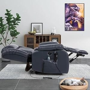 Large Power Lift Recliner Chair Breathable Leather for Elderly with Massage and Heating Function, Lazy Boy Chair with, USB Ports, Remote Control