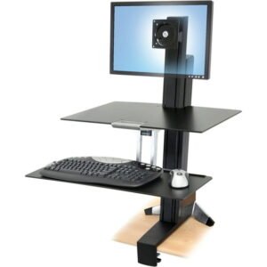 Ergotron WorkFit-S Sit-Stand Workstation Polished Aluminum/Black 33350200