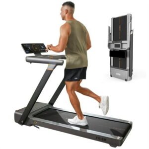 FEIER Electric Folding Treadmill with 12% incline and 300 lbs Capacity, Optional Speed Range between 0.6 and 11.2 mph, LED Display