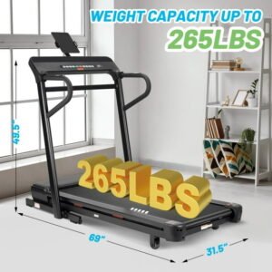 Garvee Commercial Treadmill with Auto Incline/Decline - 30 Steel Frame, Powerful Motor & Durable Plastic Design for Gym/Home Use (Black)