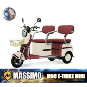 Massimo MGC E-Trike Mini Adult Electric Cart with 2 Seats -- 3-Wheel Electric Scooter for Adults - Ivory