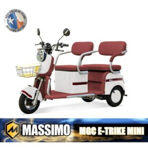 Massimo MGC E-Trike Mini Adult Electric Cart with 2 Seats -- 3-Wheel Electric Scooter for Adults -White