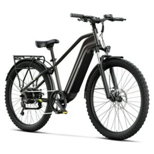 SISIGAD Electric Bike, 500W Electric Mountain Bike for Adults, 7-Speed and Dual Full Suspension, 48V 15Ah 27.5 inches Wheel, Gray