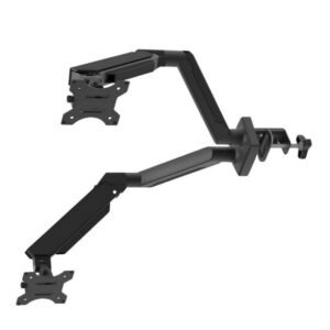 Twin Monitor Stand With Gas Spring Mechanism Ergonomic Height Adjustment VESA 75x75 100x100 For Office Home Workspaces Organization