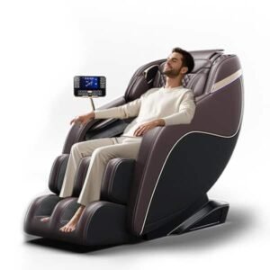 Eunice Brown Faux Leather 3D Zero Gravity Massage Chair with SL-Track, Shiatsu, Heated, LCD Control, Foot Rollers