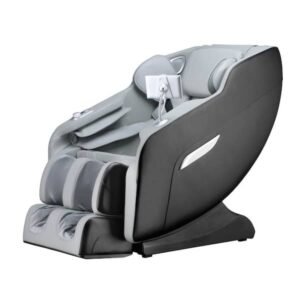 2D Deluxe Massage Chair Color Gray Faux Leather with Heating, Extendable Footrest, USB Port Charging
