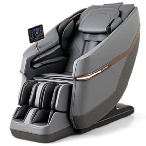 Gray PU Leather Massage Chair Full Body Zero Gravity Massage Chair with Airbags Waist Heater Foot Rollers Gray