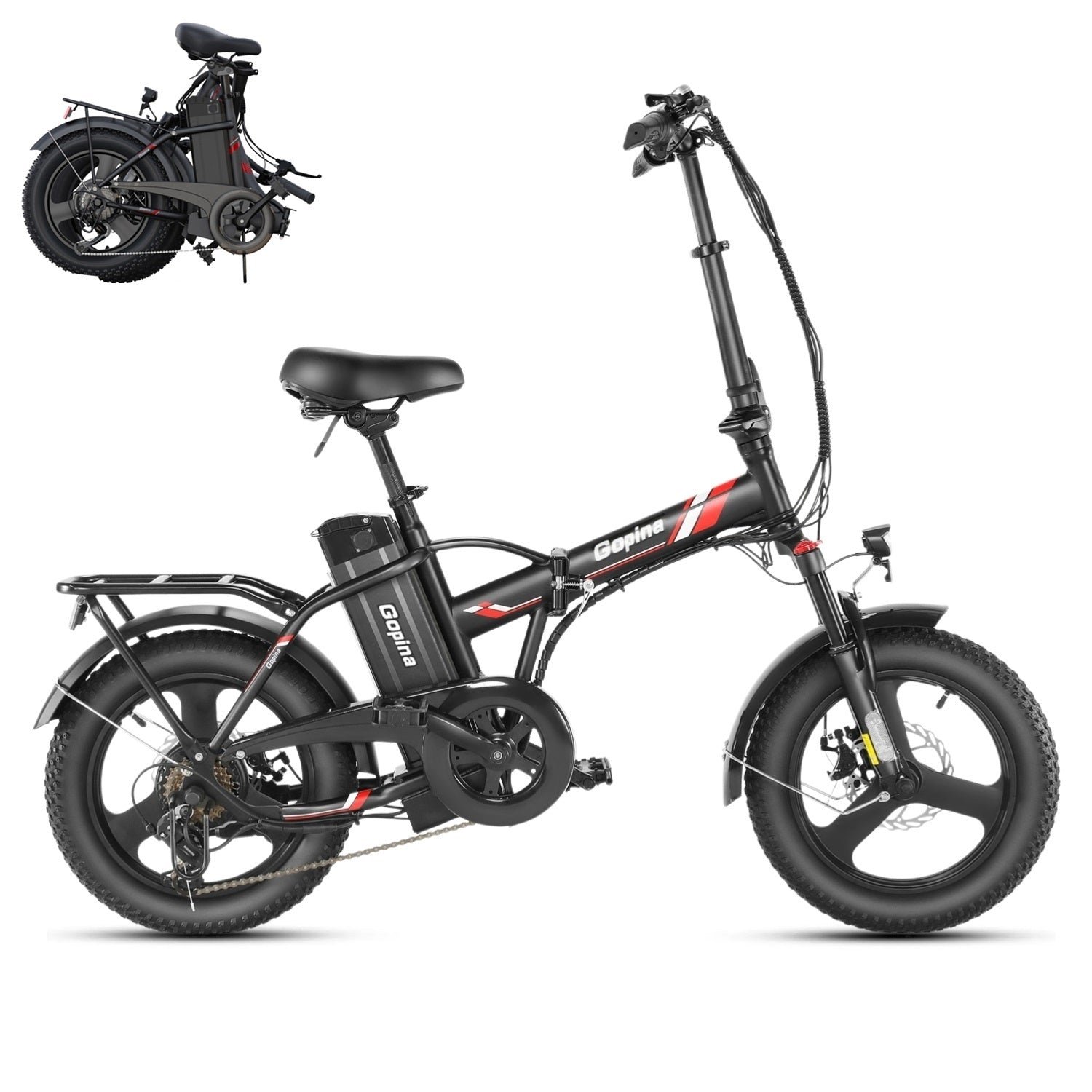 VIVI Gopina Electric Bike 3.0" Fat Tire Folding Electric Bike SGS Certified to UL2849